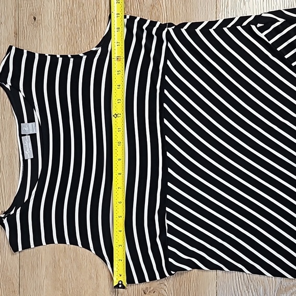 Chico's Travelers Simone Black & White Stripe Sleeveless Side Slit Maxi Dress - Picture 16 of 16